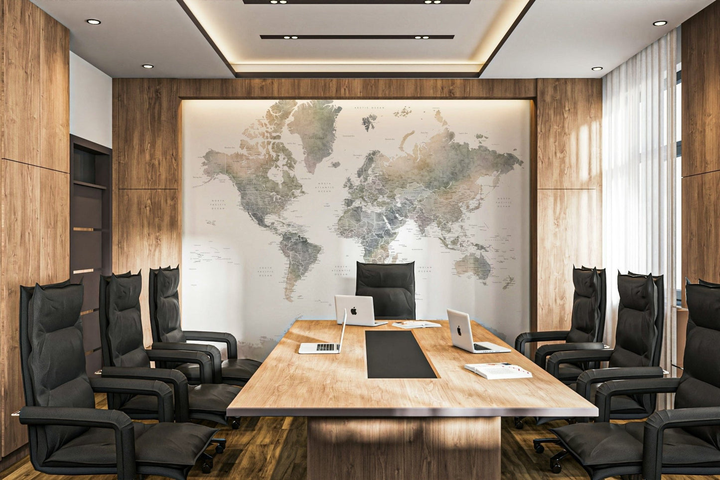 Watercolor earth tone map wallpaper GD214

