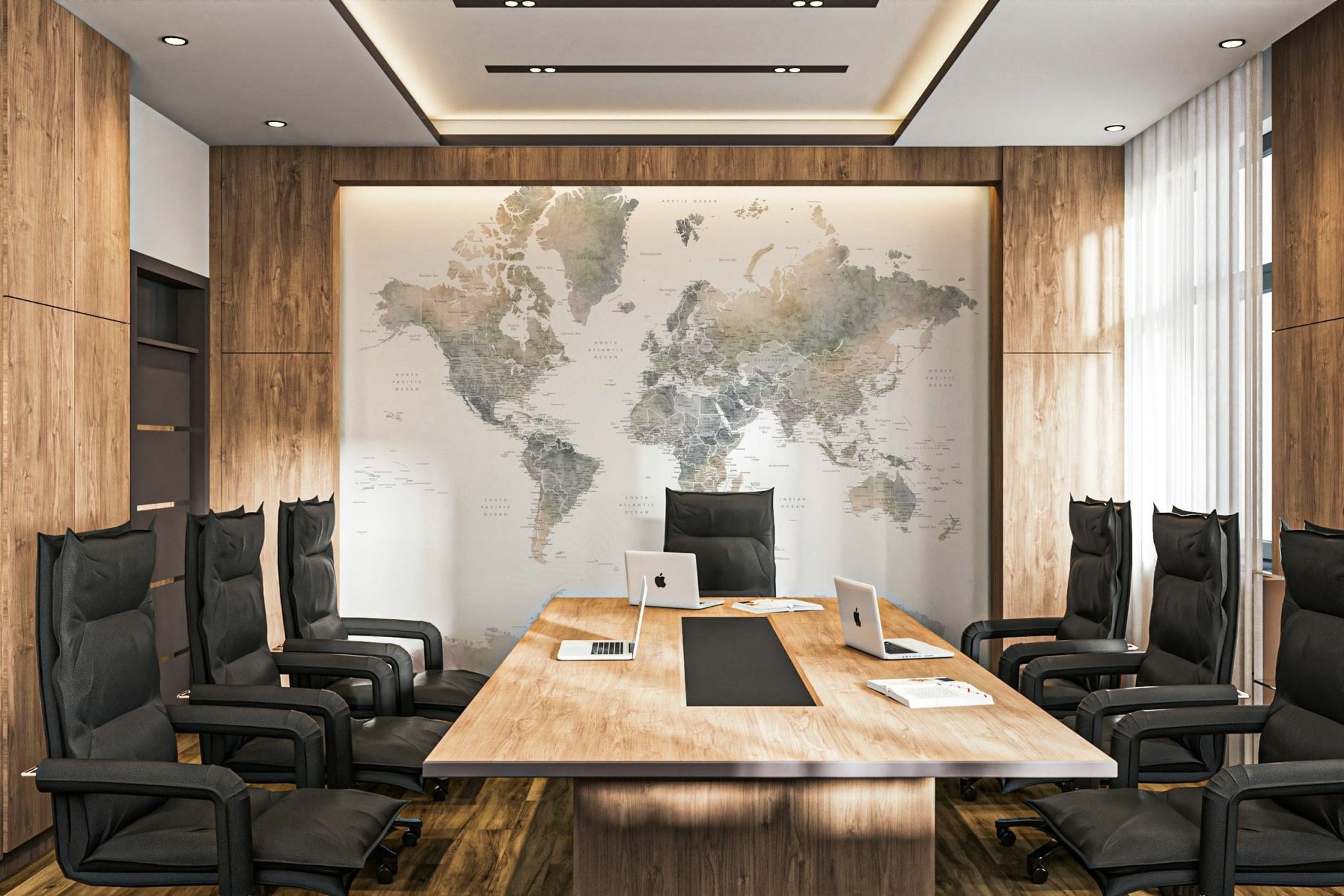 Watercolor earth tone map wallpaper GD214

