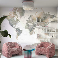 Earth tone world map watercolor design
 GD214
