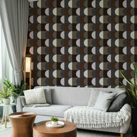 Stylish room with Earthen Echoes Wallpaper accent wall

