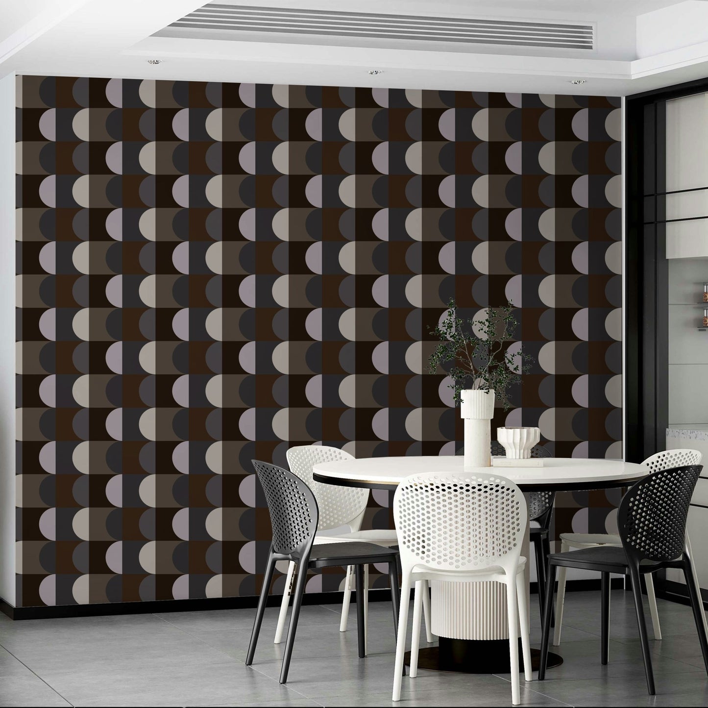 Modern room decorated with Earthen Echoes Wallpaper

