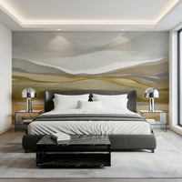 Organic horizon mural in moss green and sand tan., GD8471