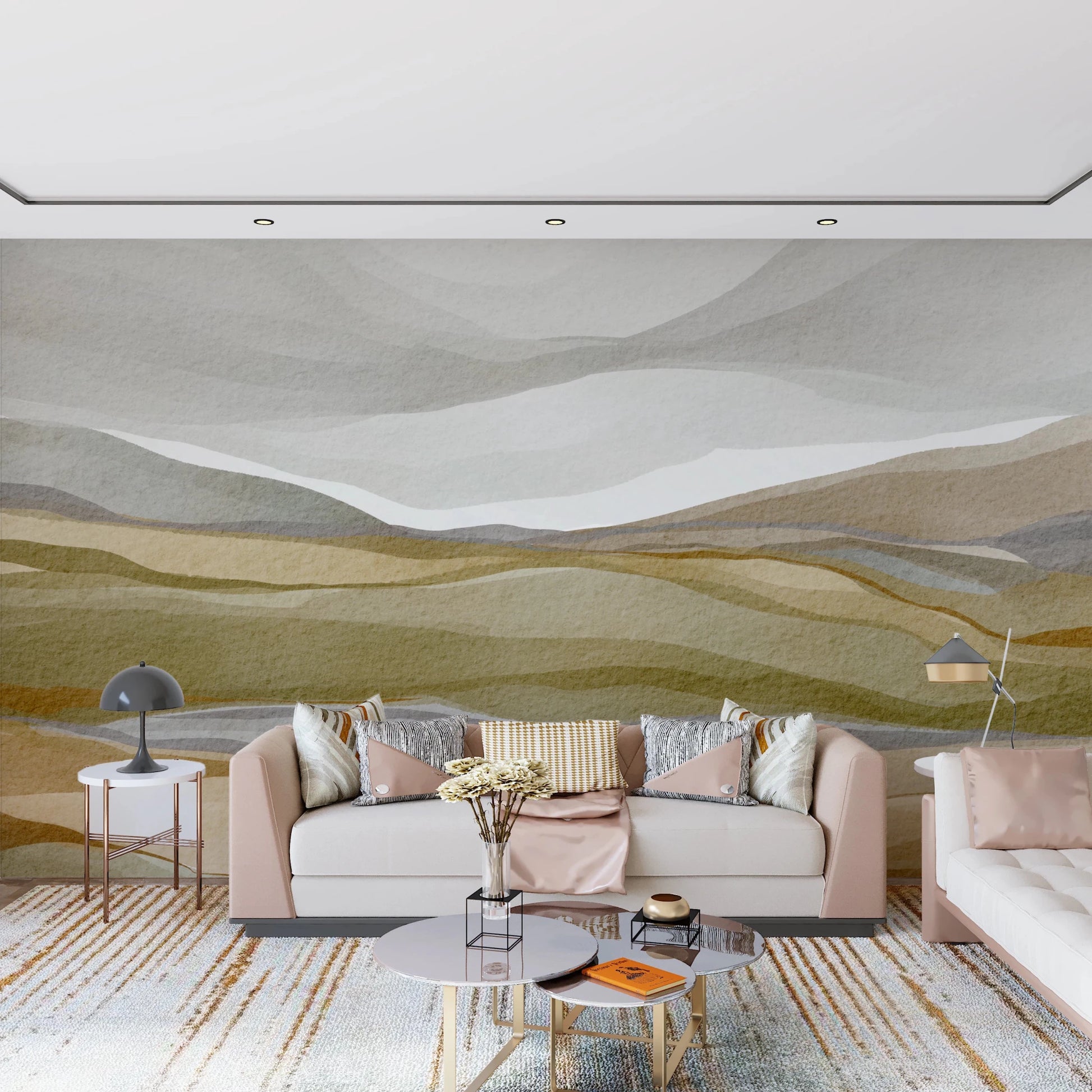 Warm earthen horizon art with soft gold textures., GD8471
