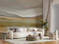 Muted tan and ochre watercolor horizon painting., GD8471