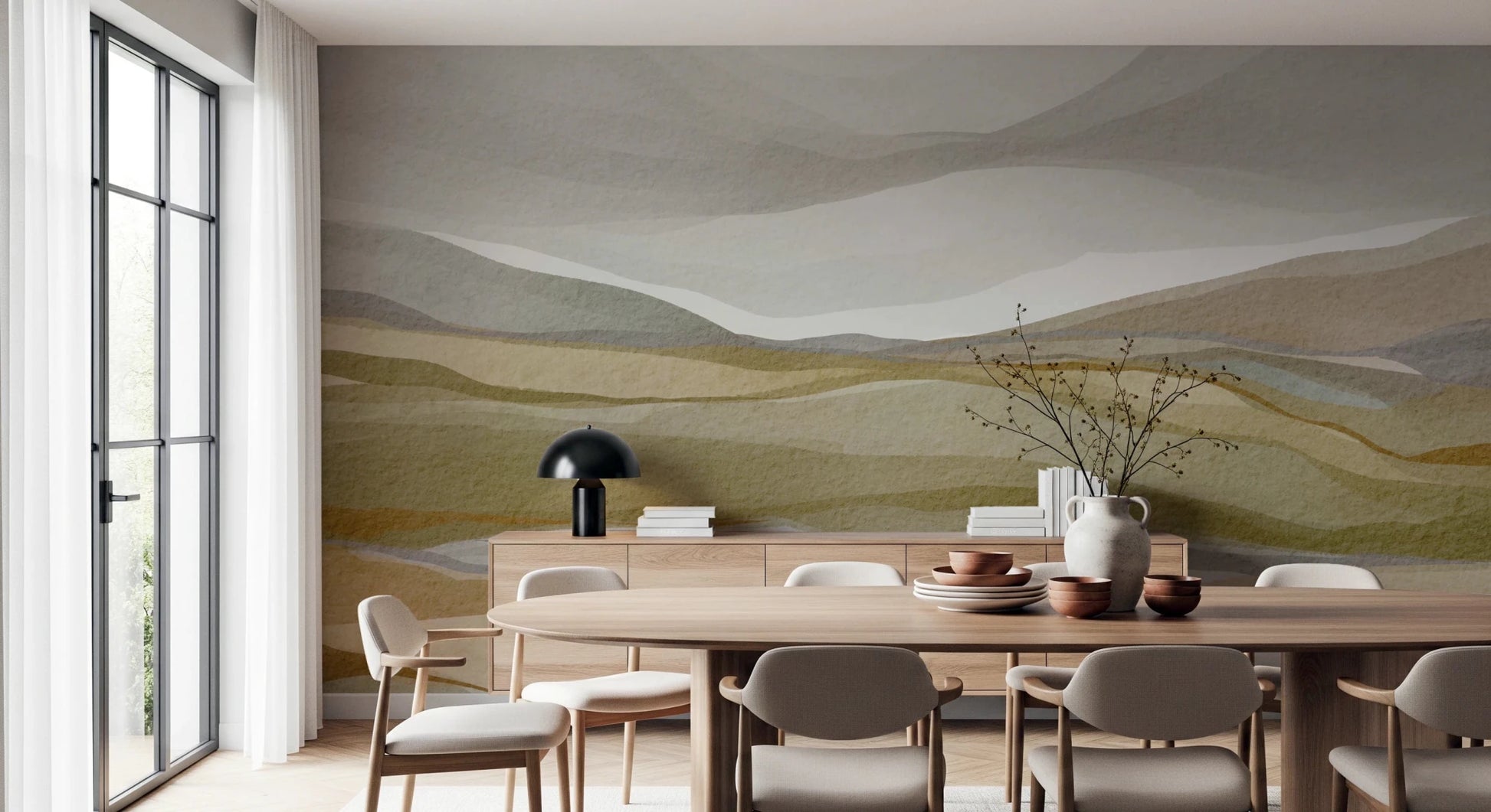 Terracotta and olive watercolor horizon wall art., GD8471