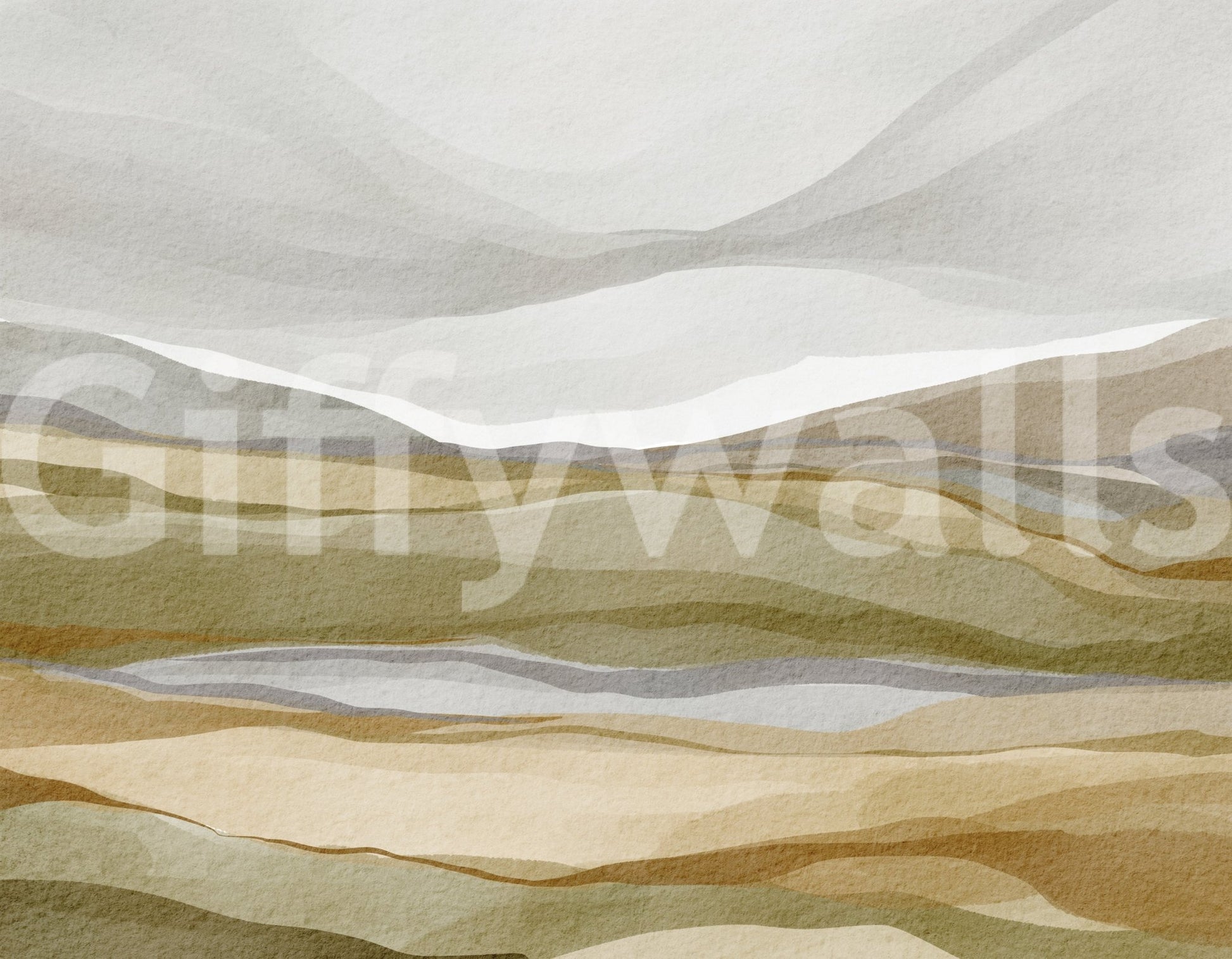 Subtle desert horizon mural in watercolor shades., GD8471