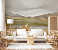 Natural earthy tones in a watercolor horizon mural., GD8471