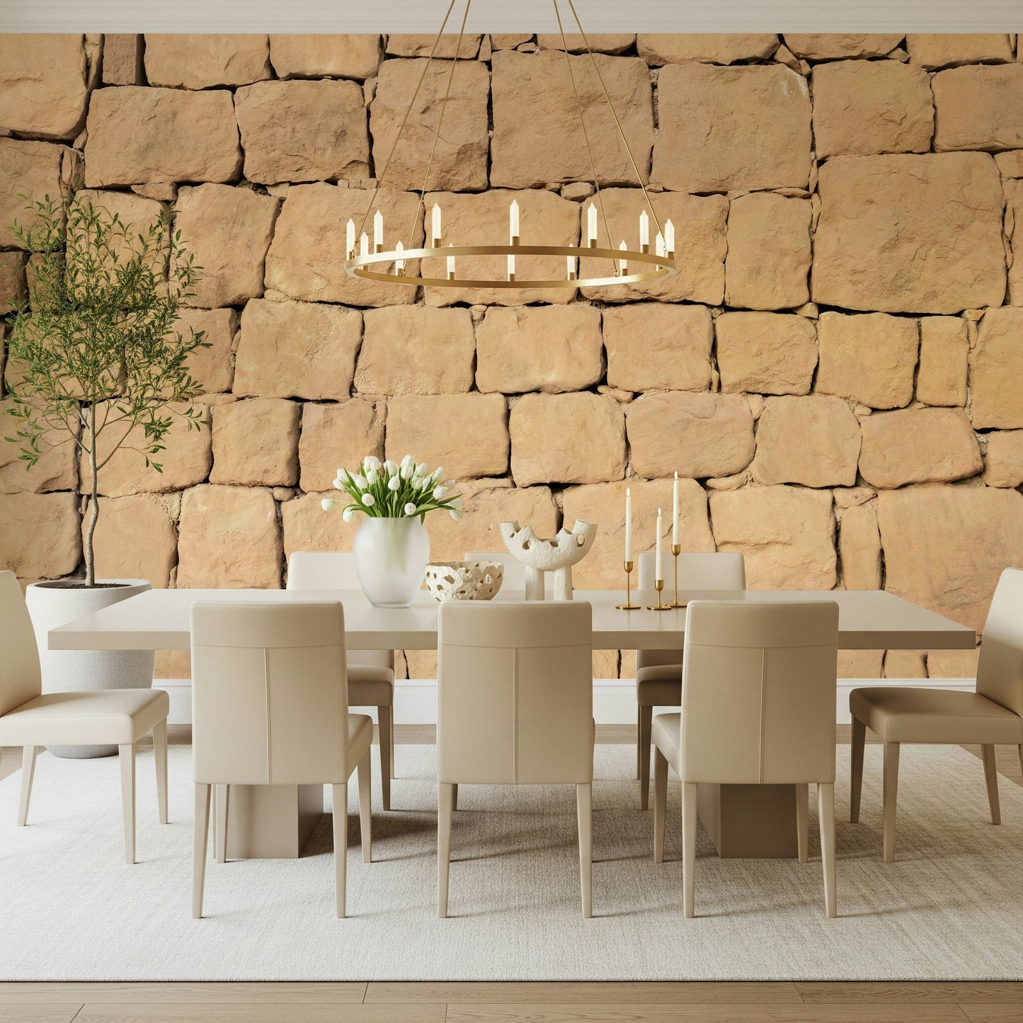 Bedroom with the Earthen Wall Texture rustic mural accent wall.