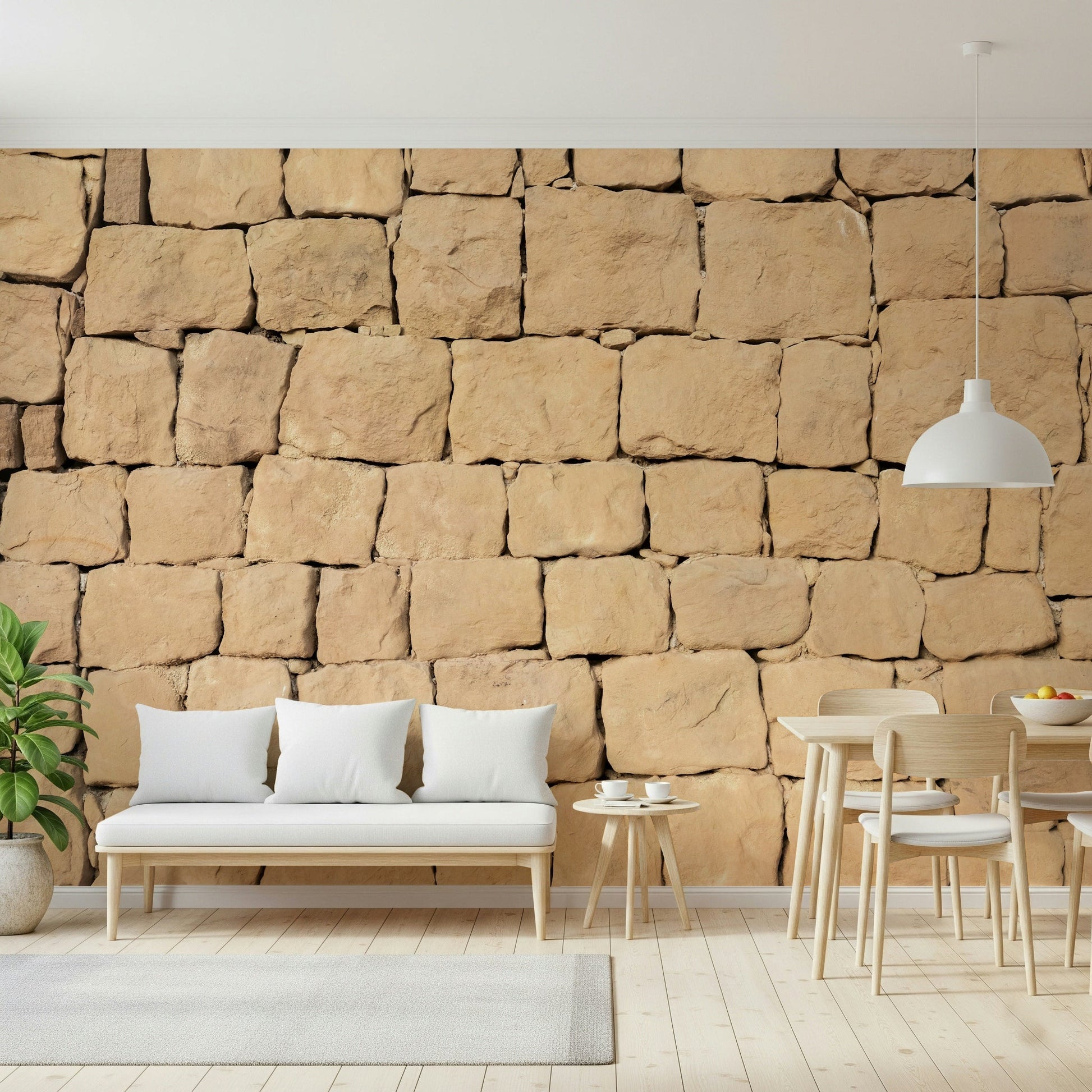 Full wall view of the complete earthy plaster Wall Mural design.
