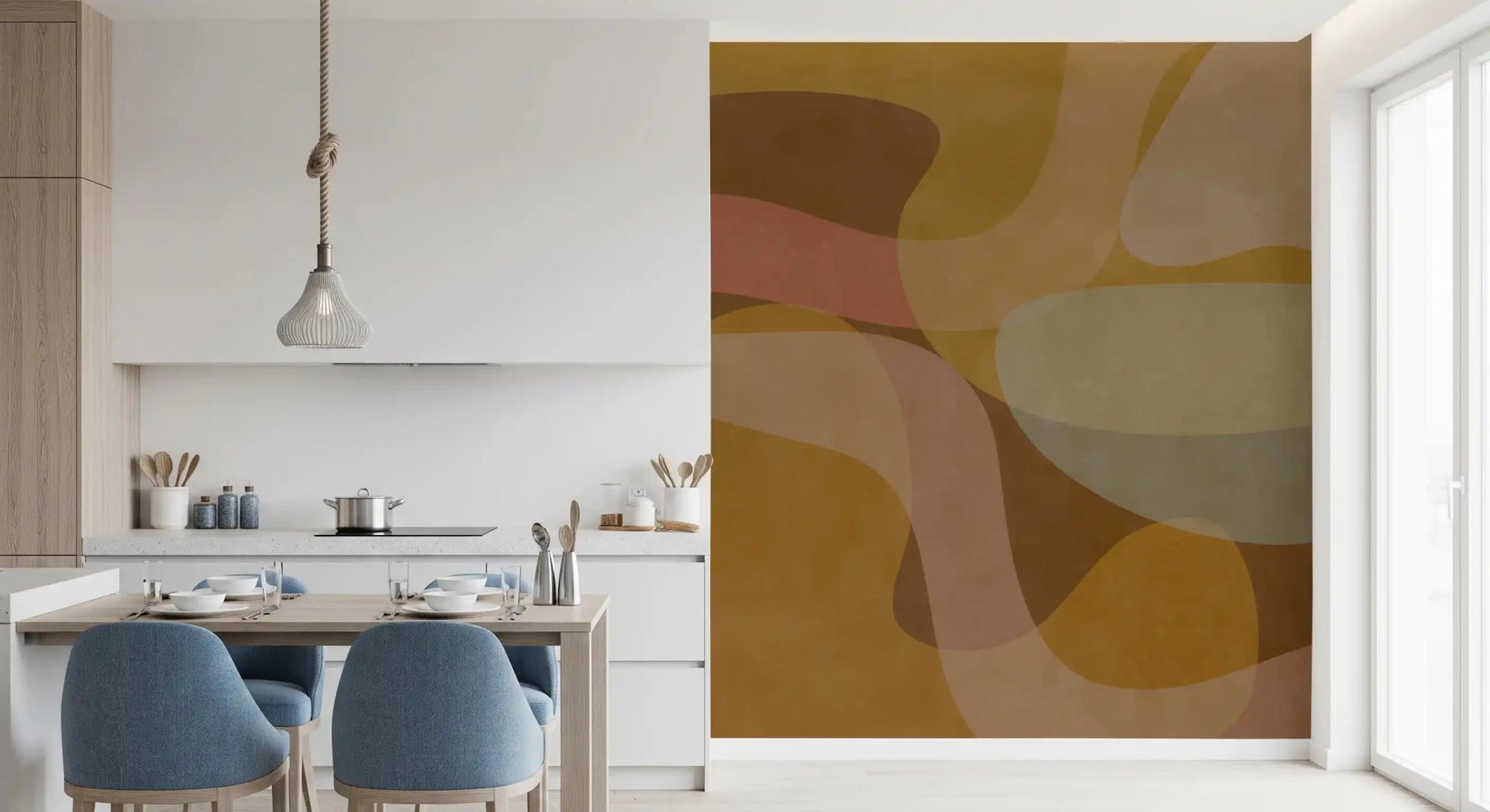 Organic neutral surface with Earthen Waves wall mural detail, GD9289