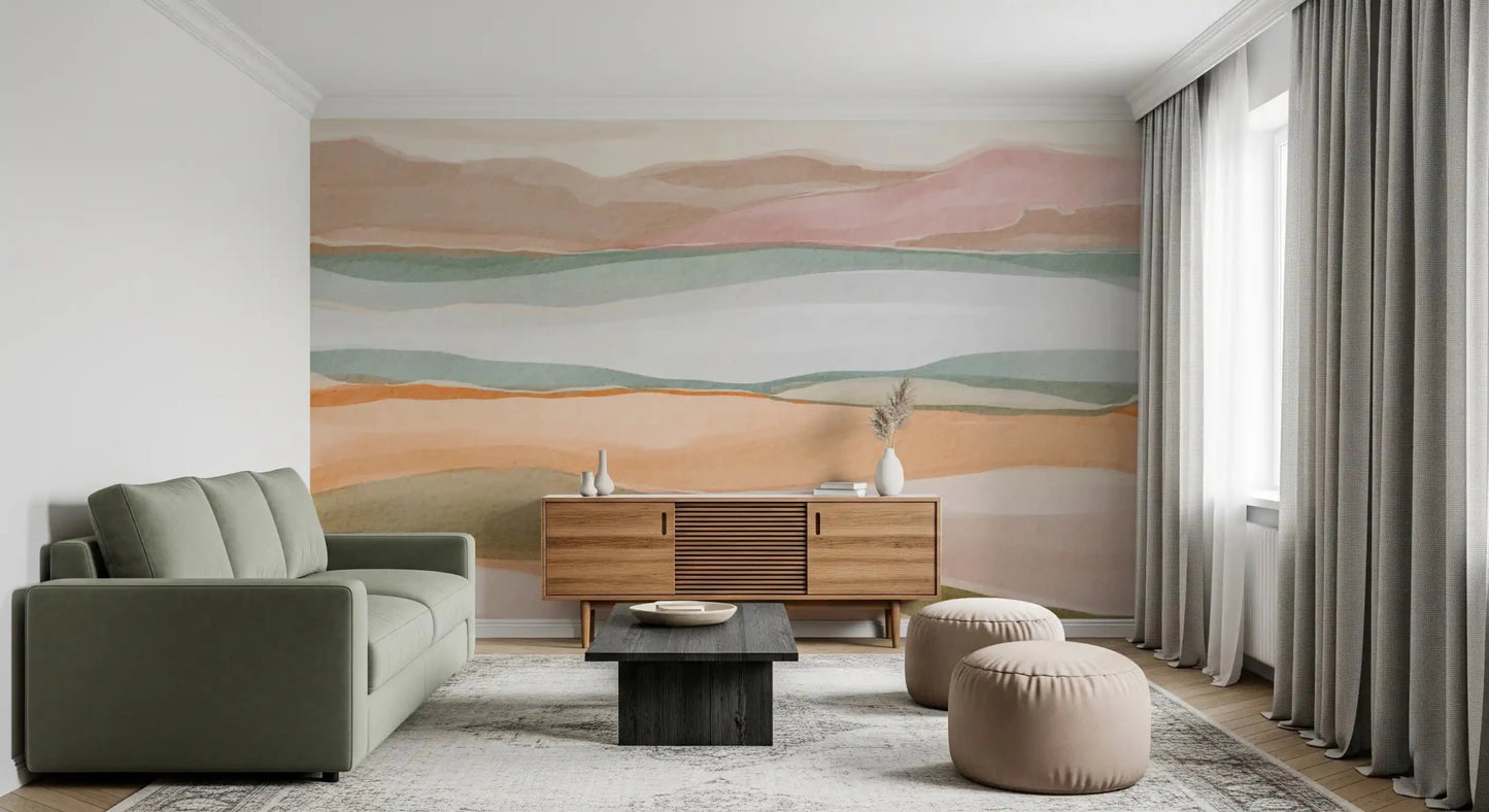 Earthen Wavescape Wall Mural