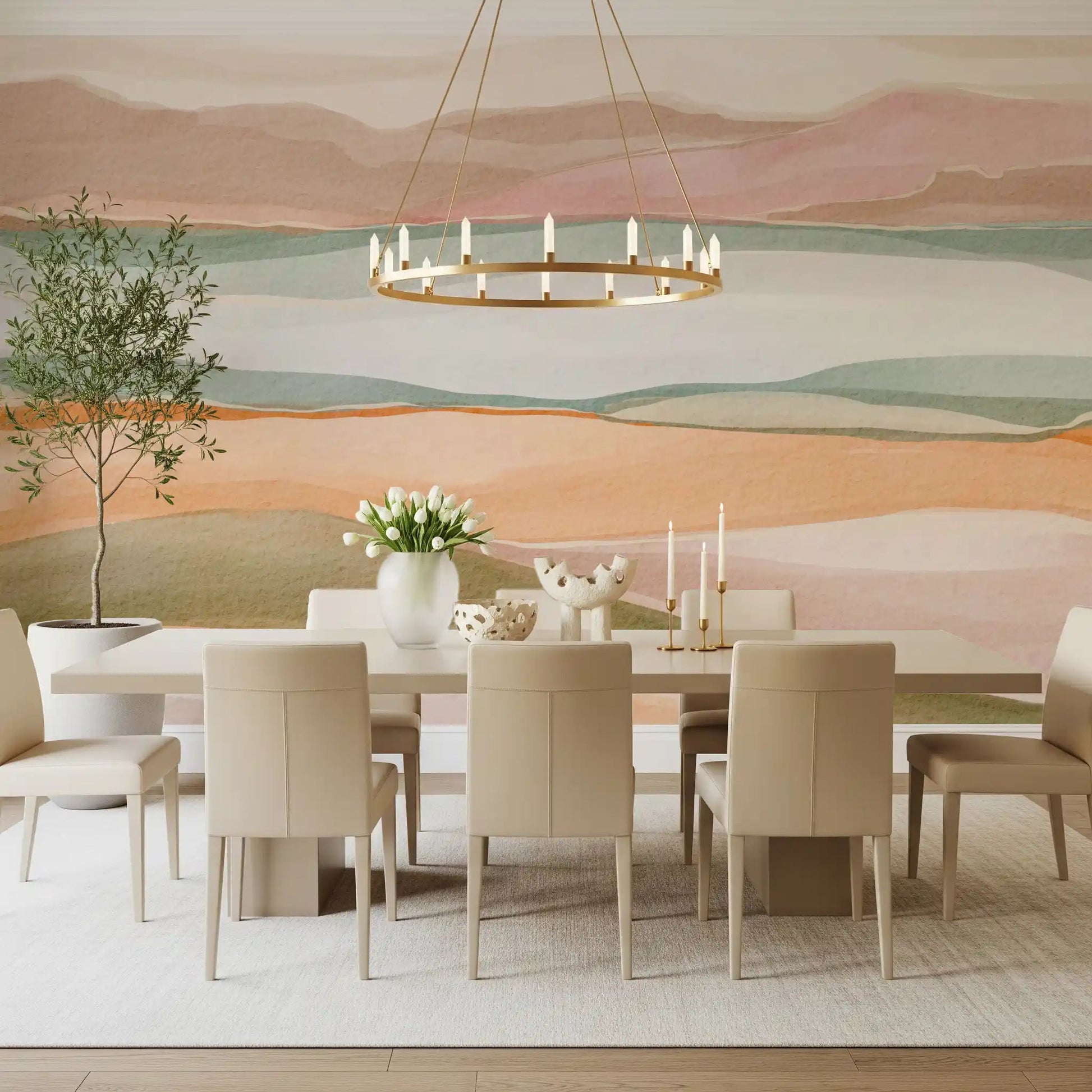 Earthen Wavescape Wall Mural