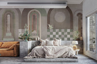 Soft earthy arch geometric wallpaper
