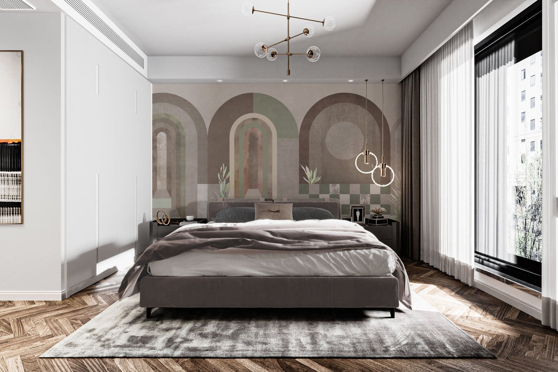 Architectural abstract arch wall mural
