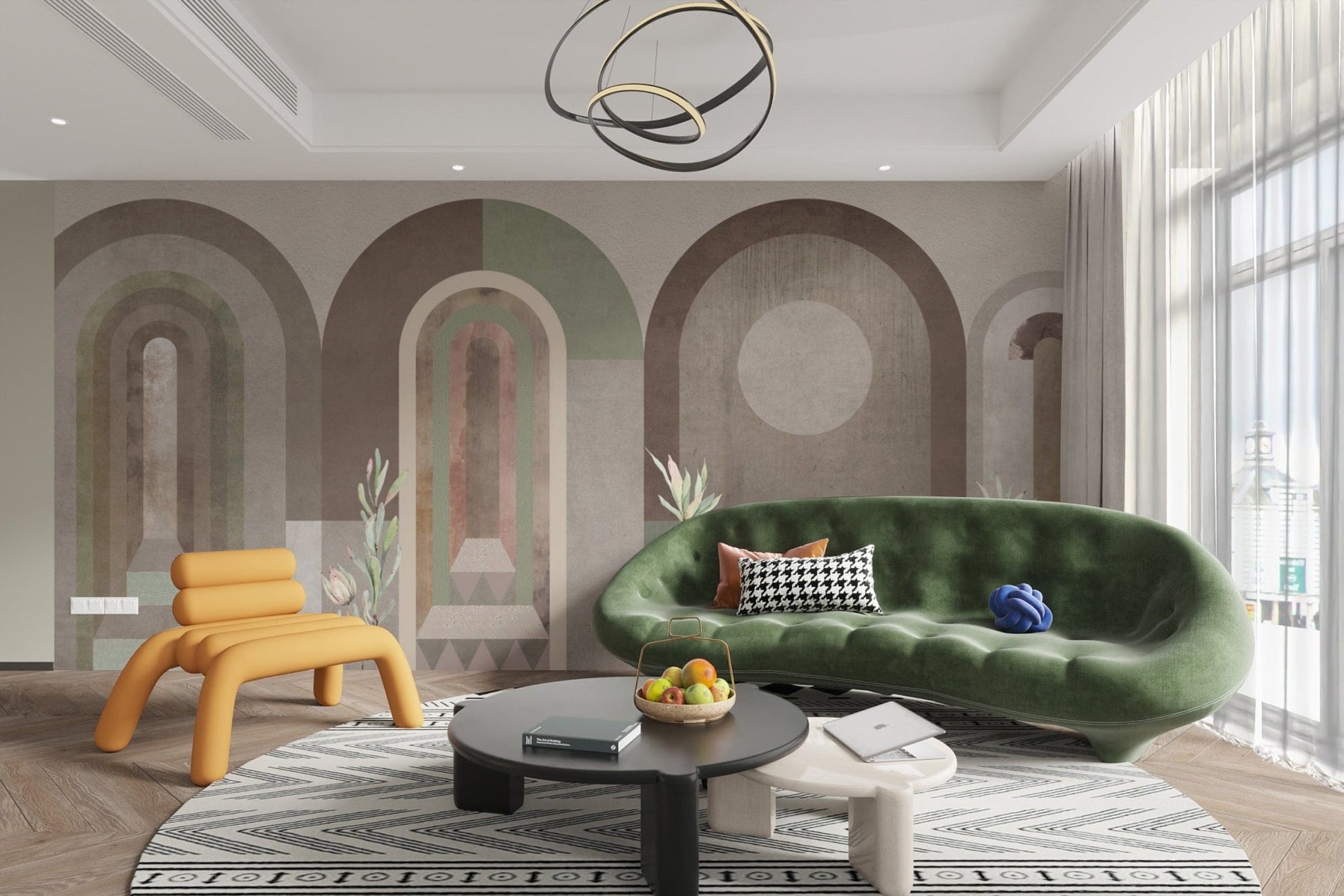 Contemporary arch pattern wall mural
