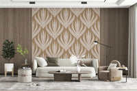 Neutral tone artistic fan shape in Earthy Abstract Harmony design.