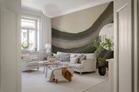 Hallway shows Earthy Abstract wall mural layered curves, GD8740
