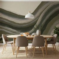 Dining room space with Textured Landscape wall mural earth tones, GD8740