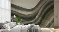 Olive and beige bands shape Earthy Abstract wall mural, GD8740