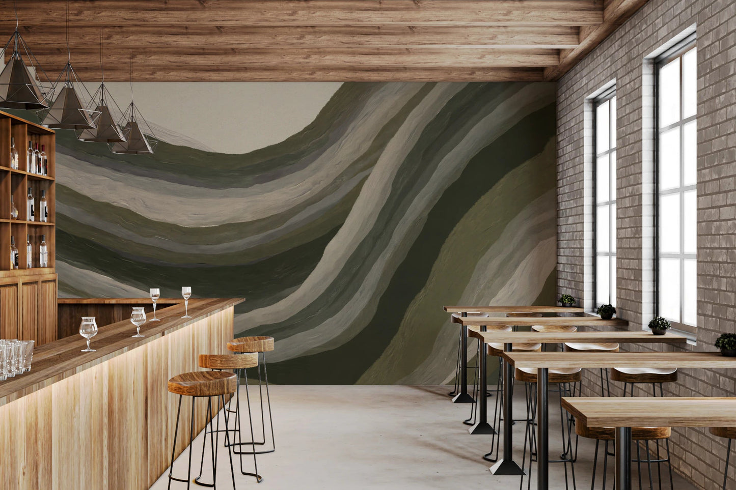 Soft earthy curves define Earthy Abstract wall mural, GD8740