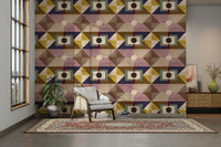 Textured earthy geometric abstract wall mural


