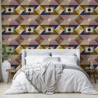Colorful earthy abstract geometric wallpaper design

