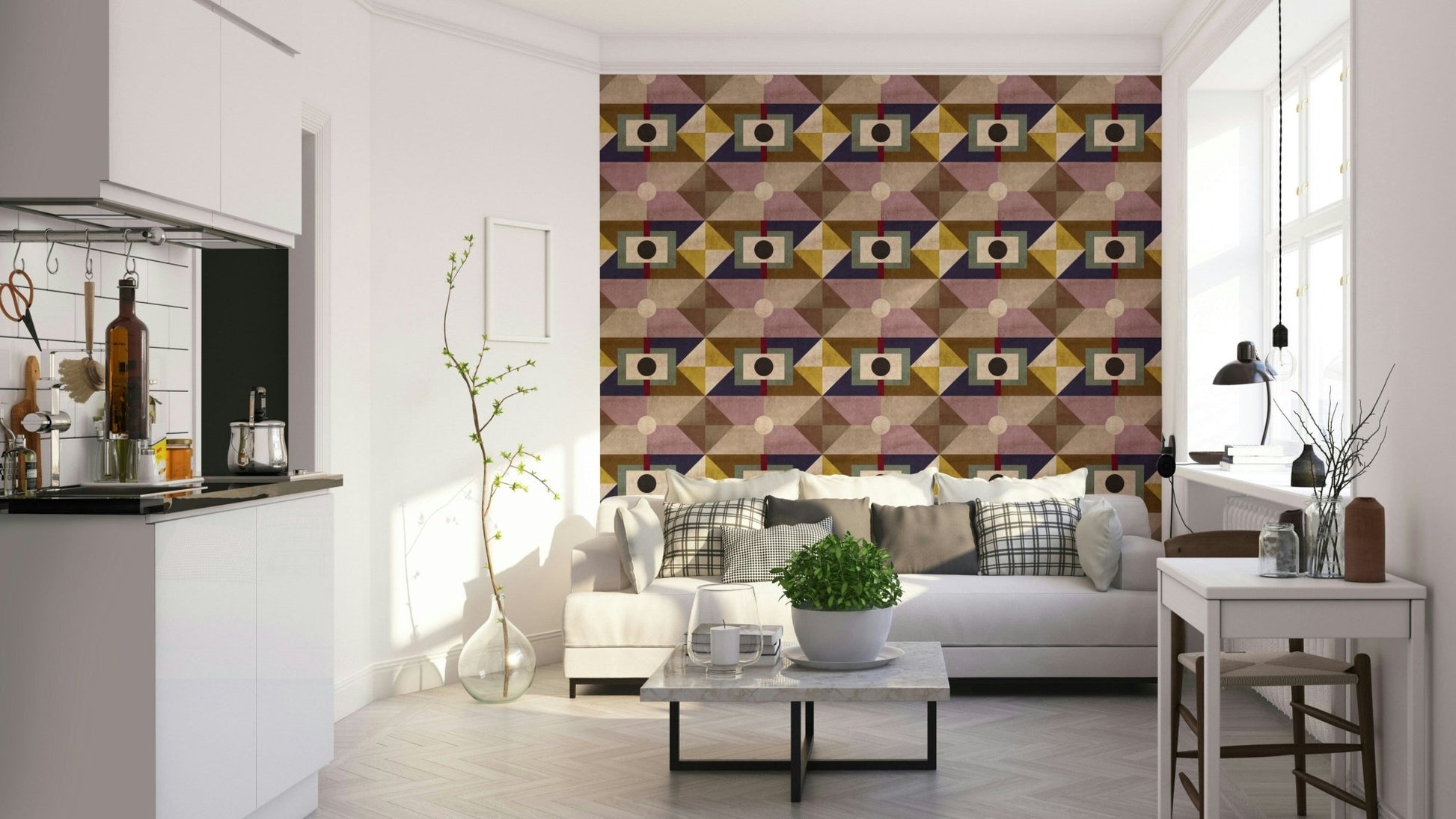 Earthy abstract geometric shapes wallpaper

