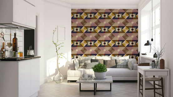 Earthy abstract geometric shapes wallpaper GD417

