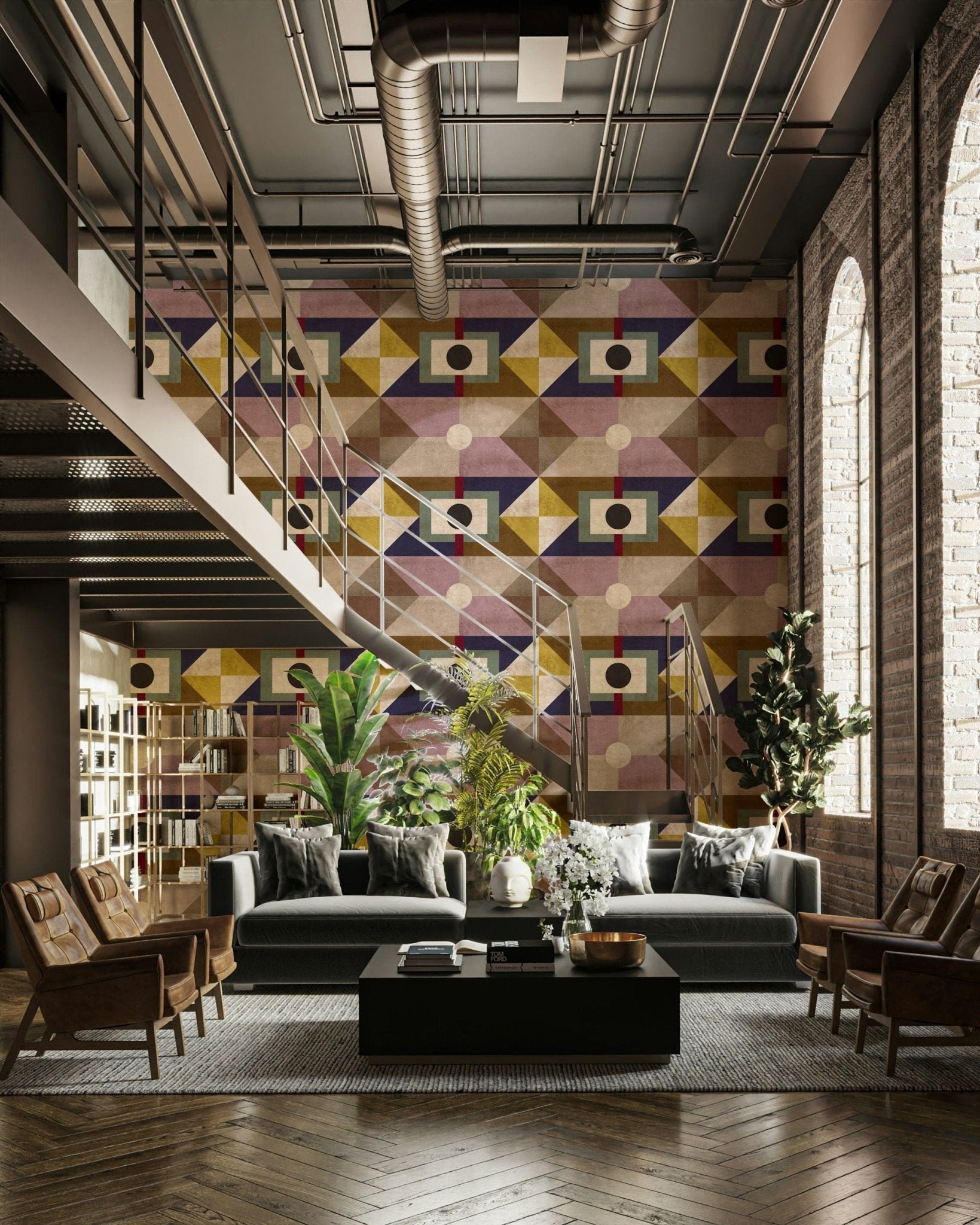 Geometric abstraction with earthy hues wallpaper

