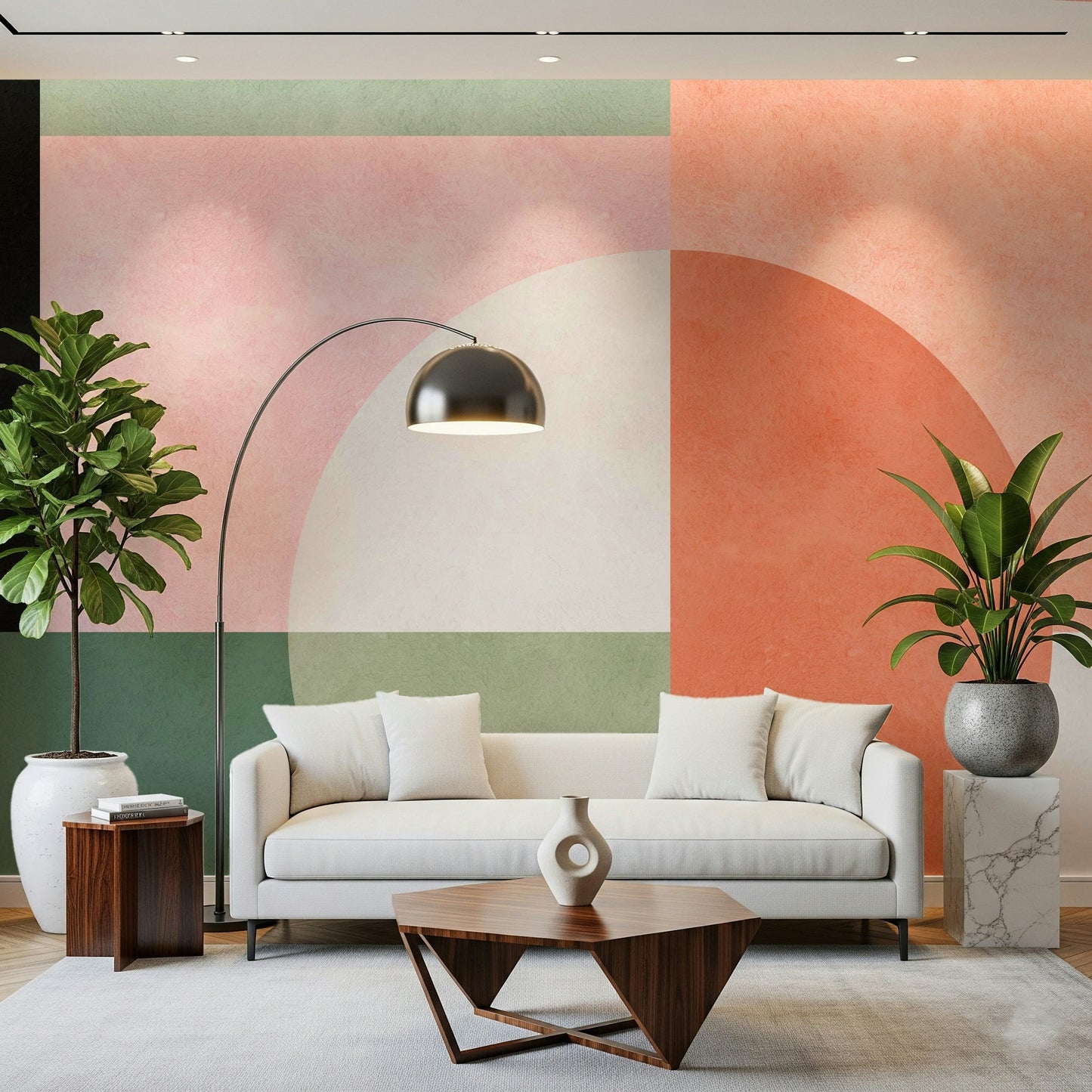 A contemplative subtle abstract wallpaper mural for a feature wall.

