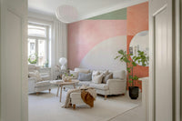 An artistic natural abstraction mural on minimalist wallpaper.

