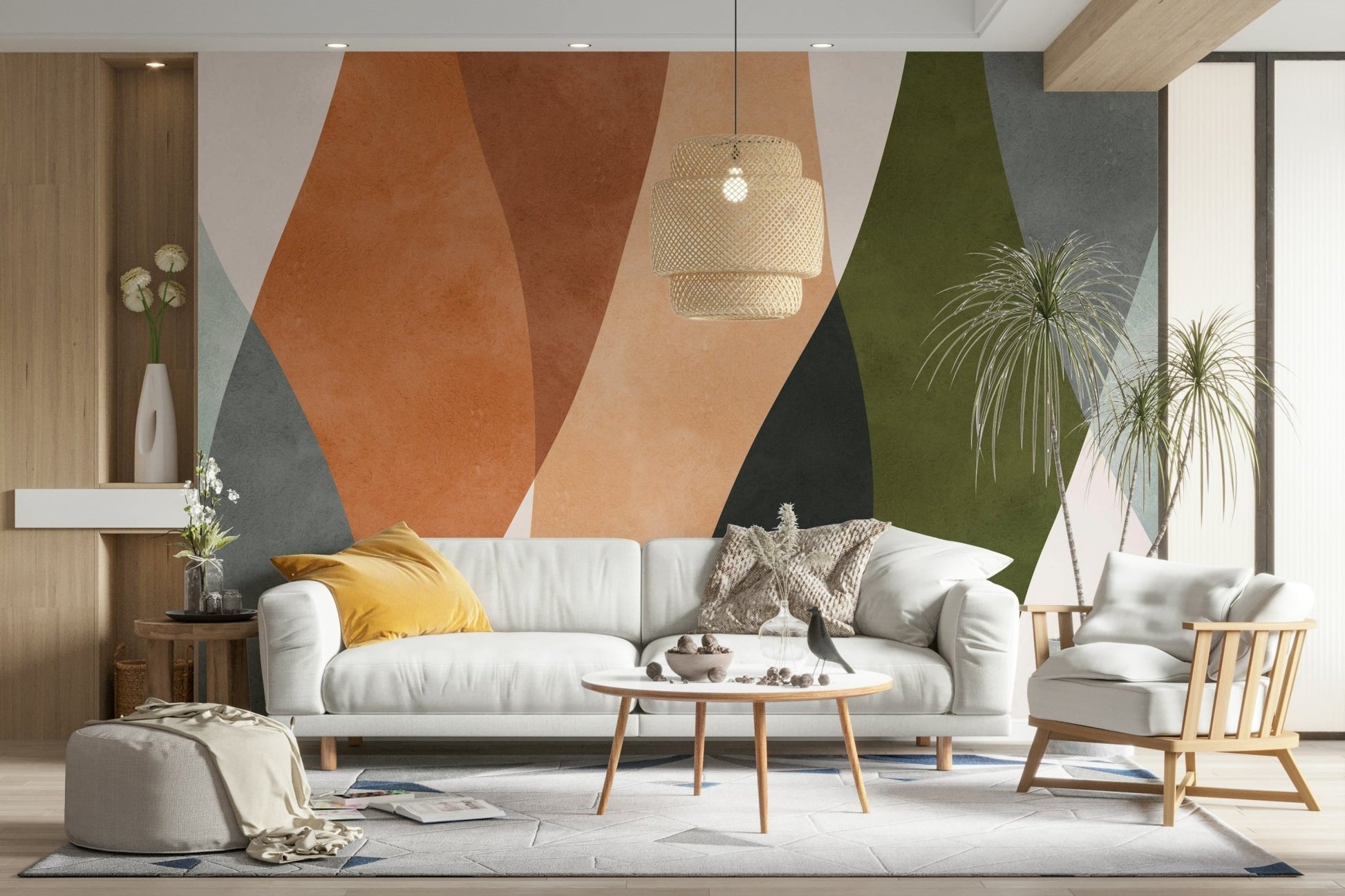 The wallpaper has a smooth, matte finish.

