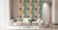 A graceful modern abstract wall mural in warm, natural tones., GD5839