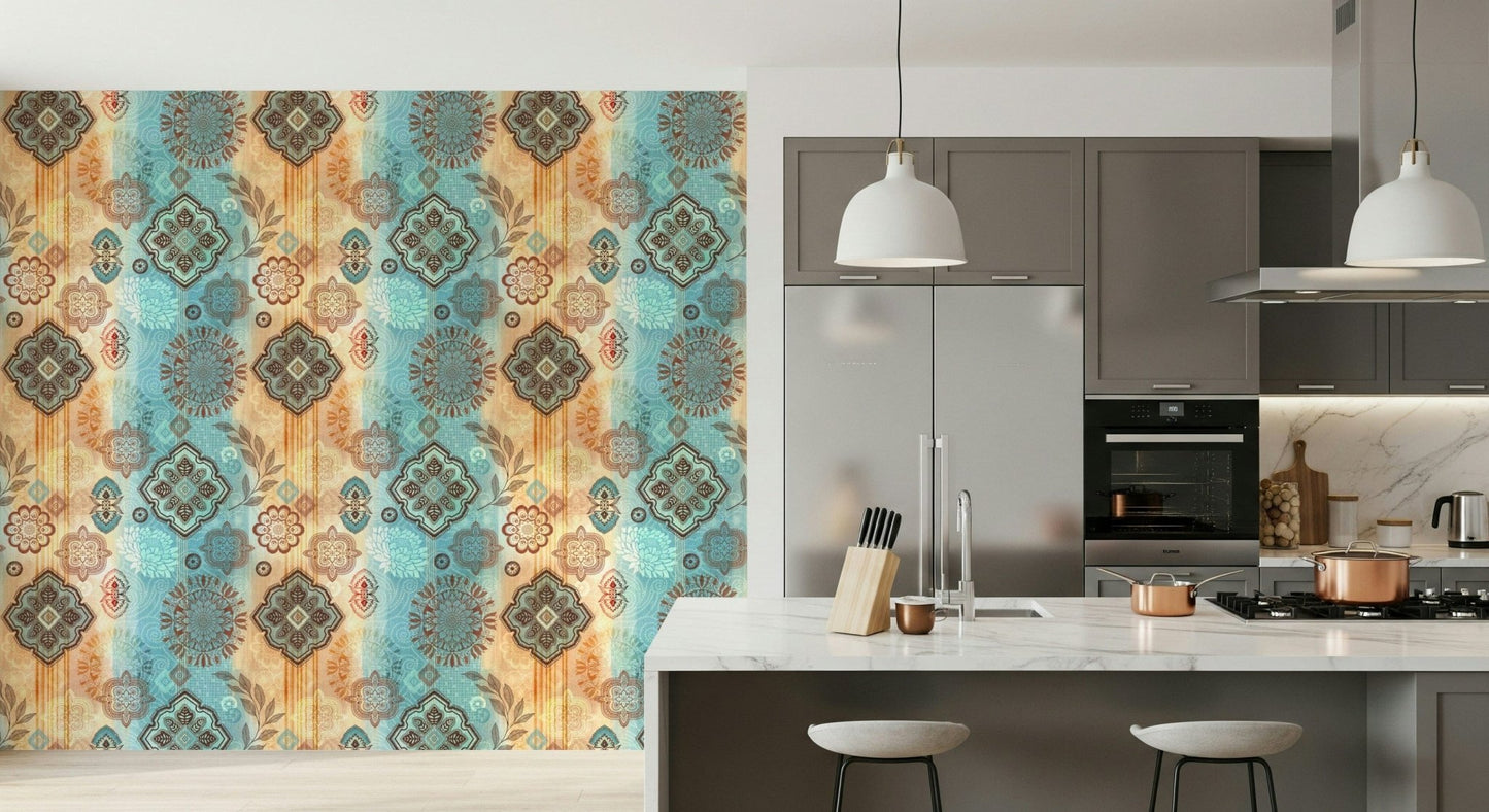 An artistic natural abstraction mural on minimalist wallpaper., GD5839