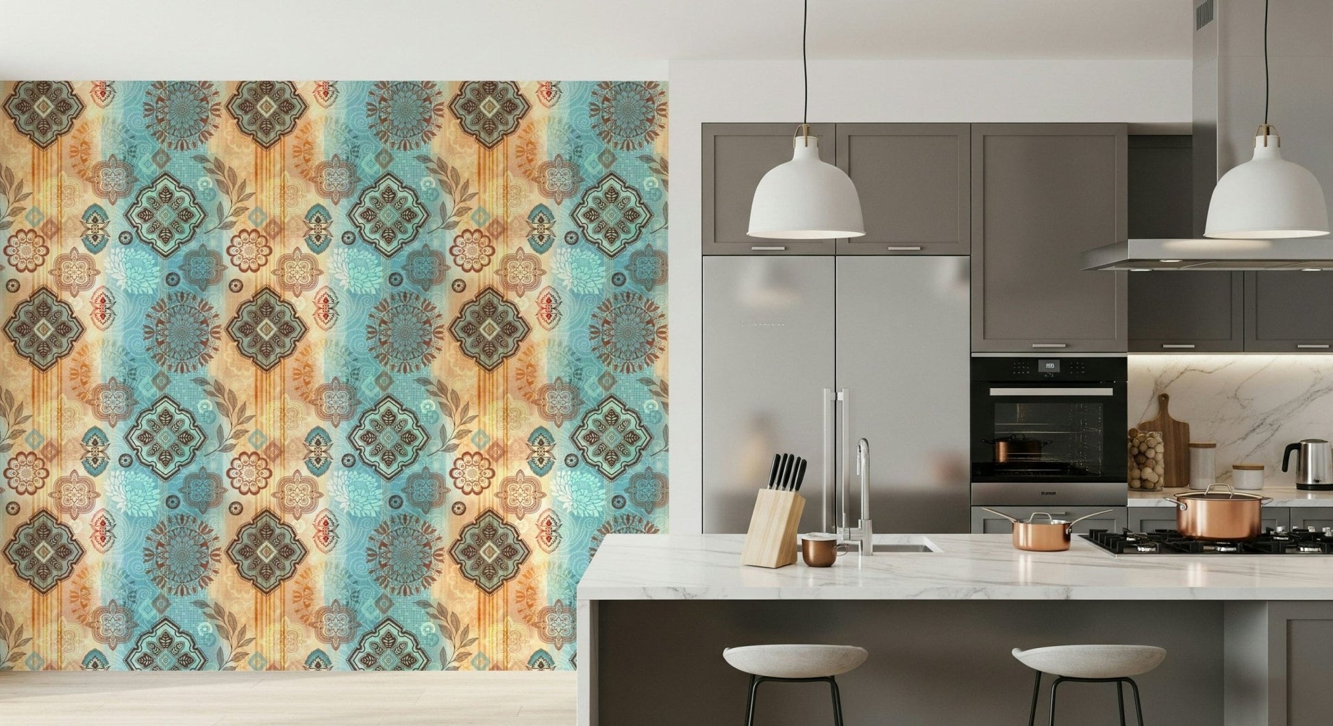 An artistic natural abstraction mural on minimalist wallpaper., GD5839