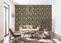 Hallway runs alongside the deep botanical floral wallpaper in calm symmetry⁠GD9506