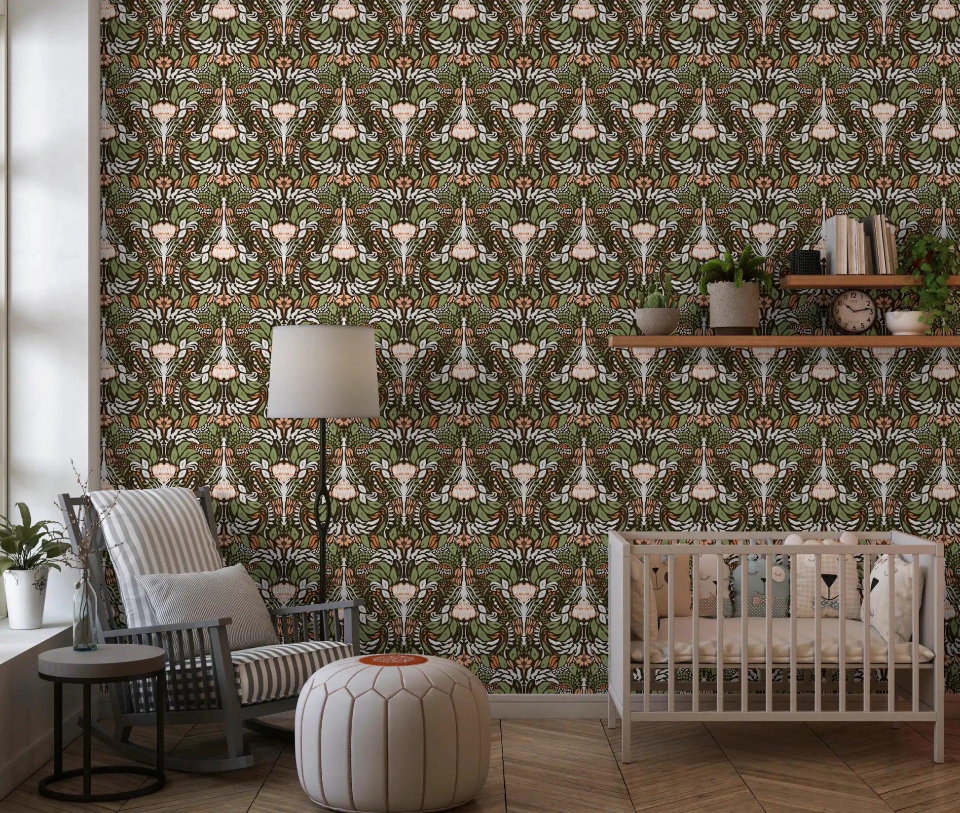 Layered foliage builds a luxurious botanical wallpaper repeat throughout⁠GD9506