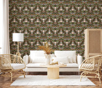 White blossoms anchor the mirrored damask layout on this floral wallpaper
GD9506