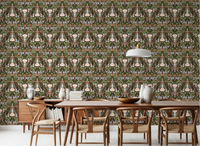 Dining room layered with the earthy botanical floral wallpaper top down
⁠GD9506