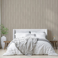 Warm striped wallpaper featuring leafy designs

