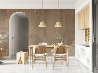 Entryway accent wall with the textured Earthy Canvas peel and stick wallpaper.