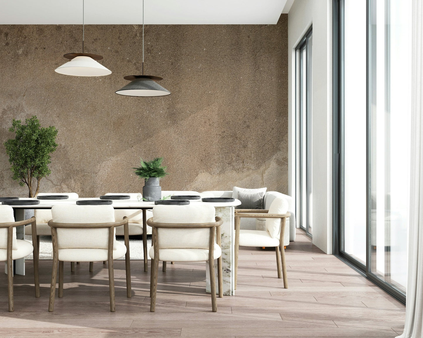 Full wall view of the complete natural textured Wall Mural design.