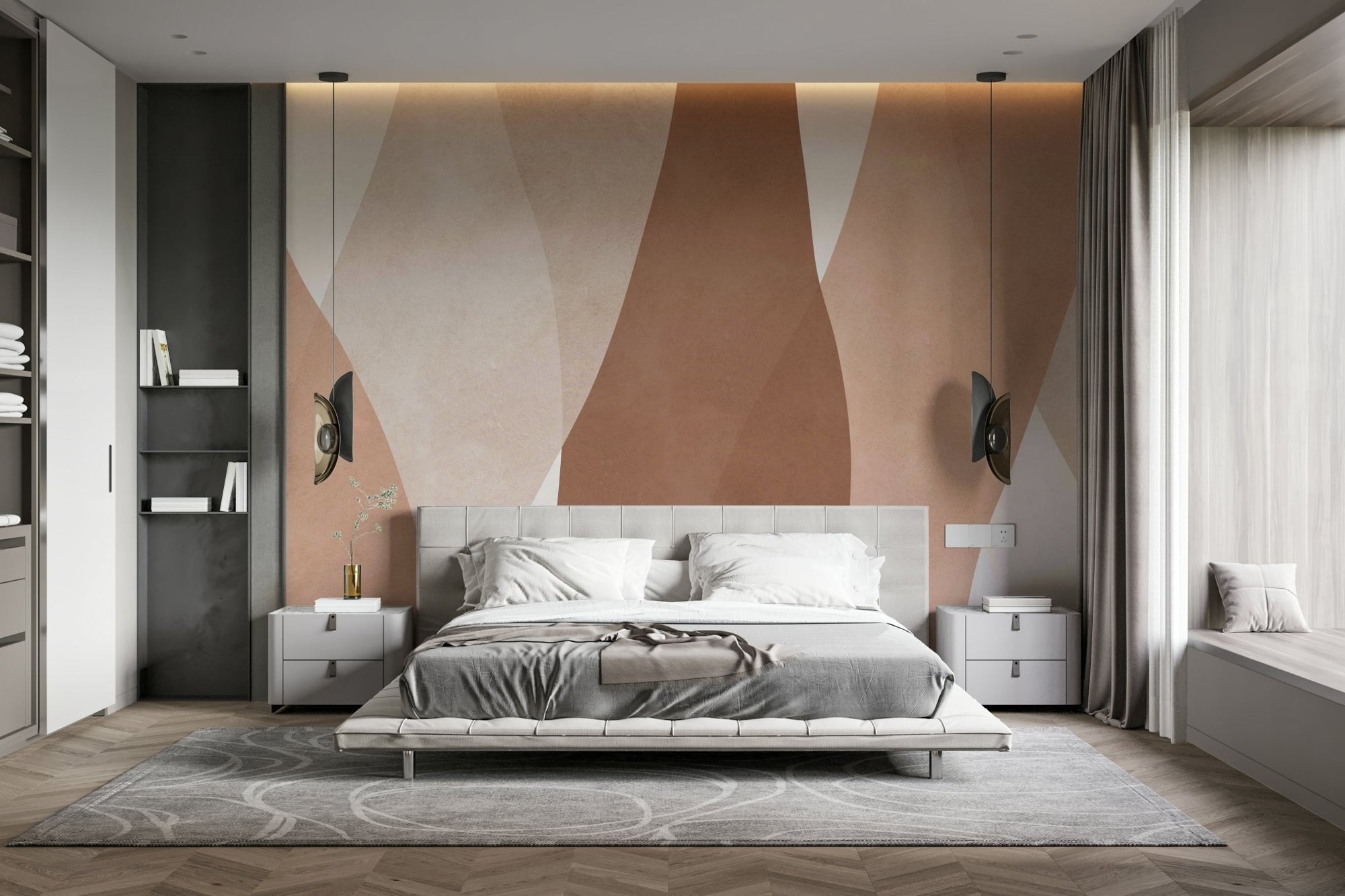 A wallpaper design with a flowing curves pattern. GD3492

