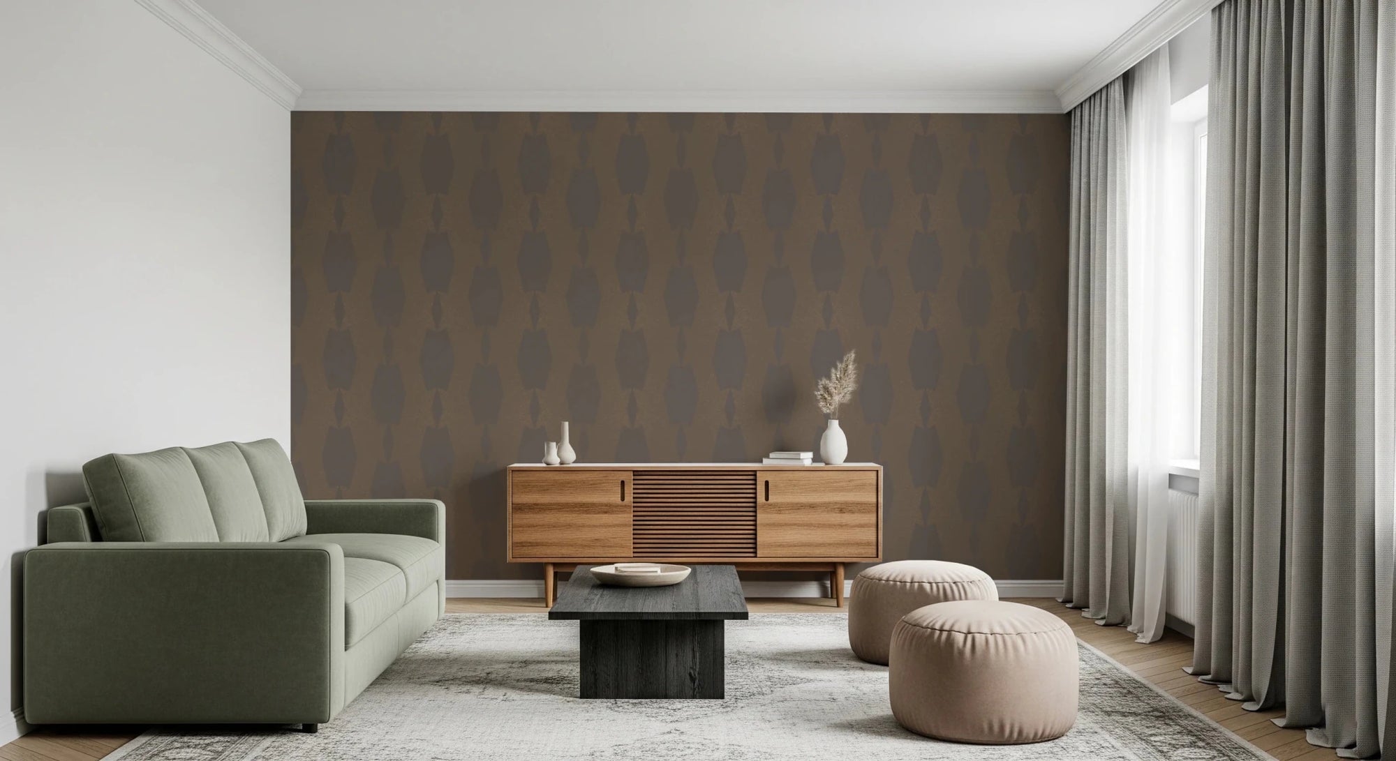 Earthy Echoes Muted Brown Geometric Wallpaper for modern living rooms, GD8378