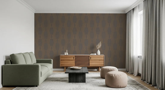 Earthy Echoes Muted Brown Geometric Wallpaper for modern living rooms, GD8378