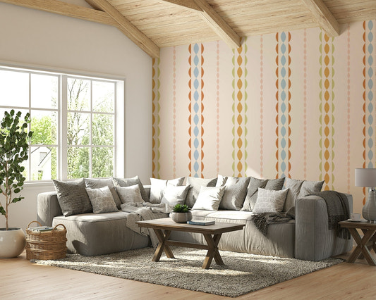 A peaceful wall mural with an elegant, flowing design.

