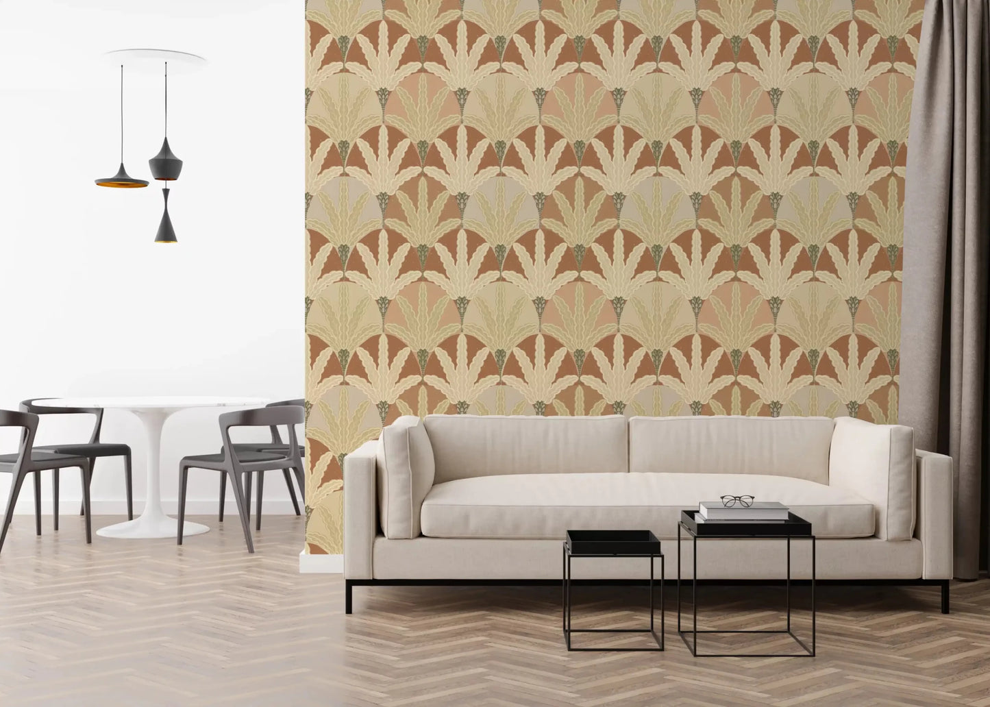 Earthy Fan Fronds wallpaper showing symmetrical leaf forms and texture, GD9216