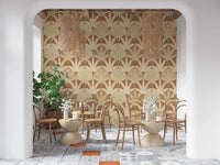 Botanical wallpaper with Earthy Fan Fronds in earthy brown tones, GD9216