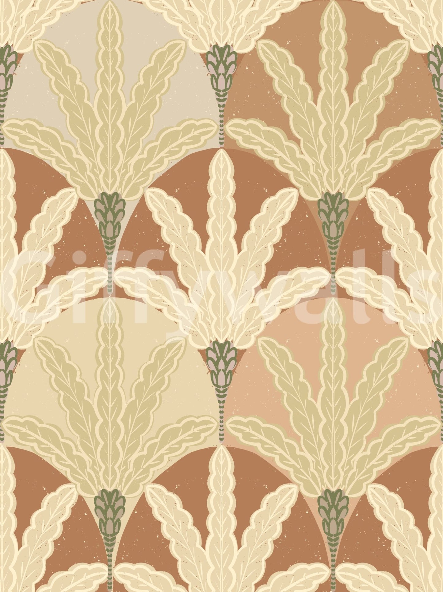Earthy Fan Fronds wallpaper with balanced botanical shapes and detail, GD9216