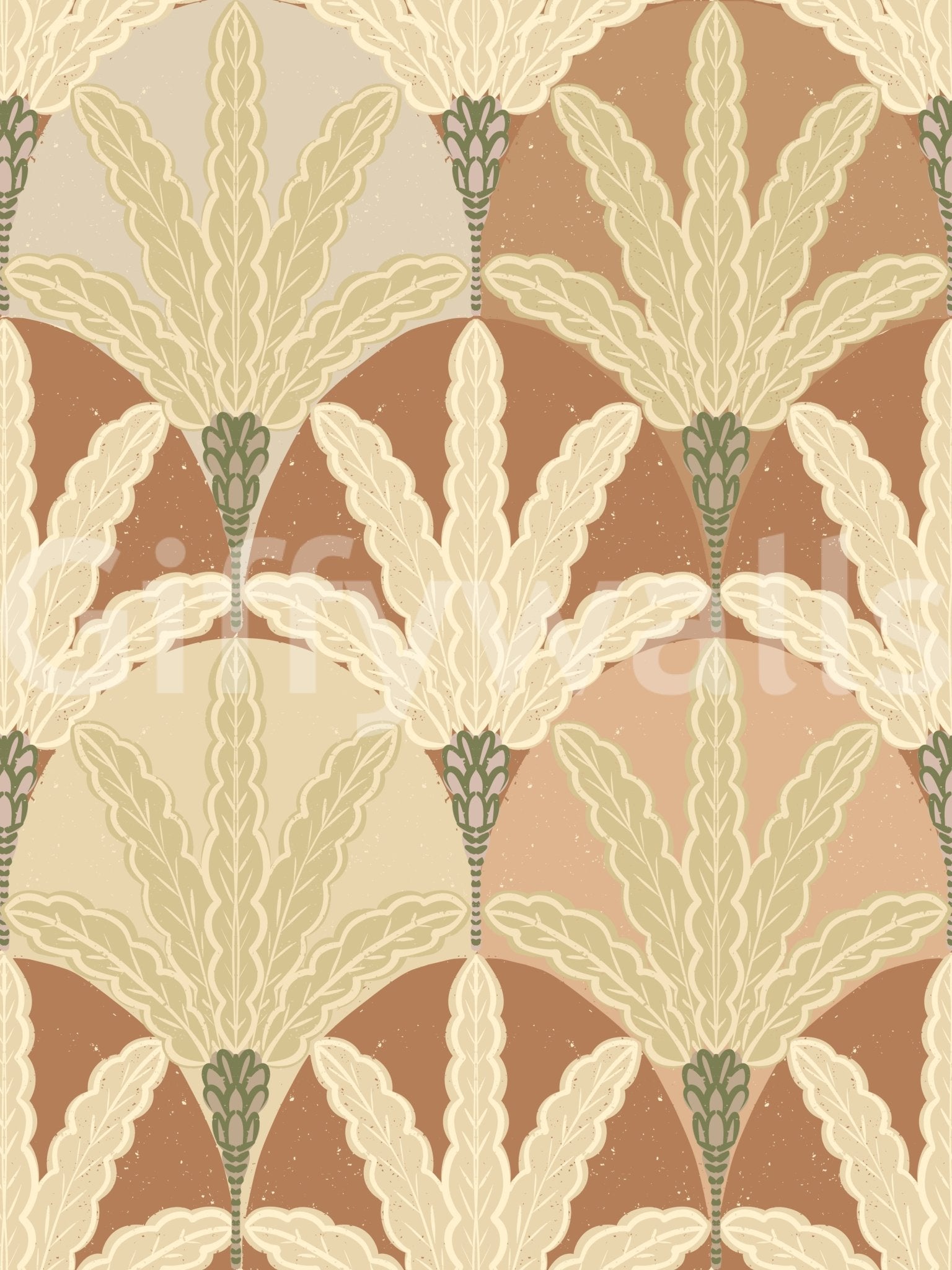 Earthy Fan Fronds wallpaper with balanced botanical shapes and detail, GD9216